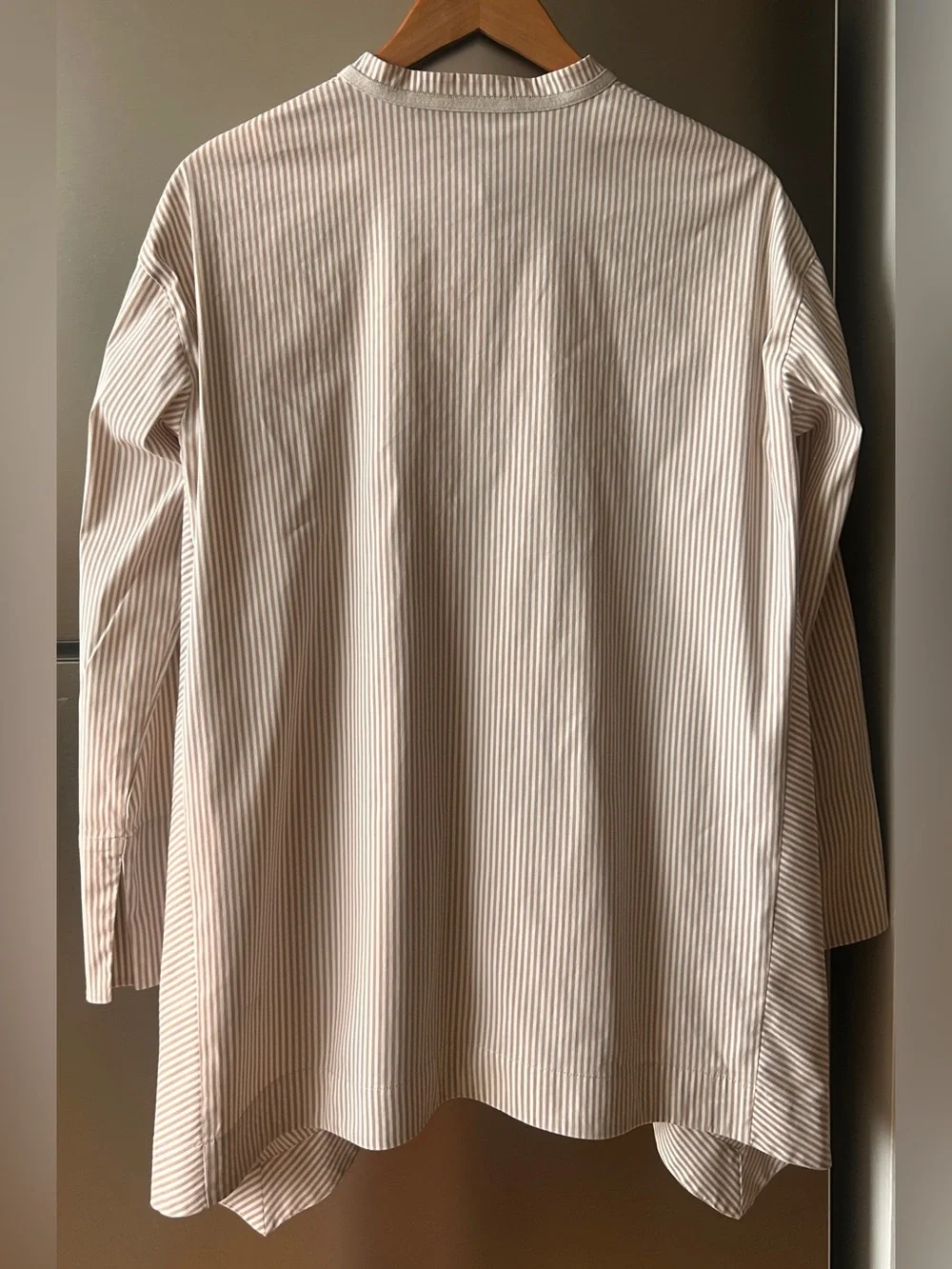 Lafayette 148 New York Striped Tunic Blouse Medium High Low Hem - Picture 2 of 10